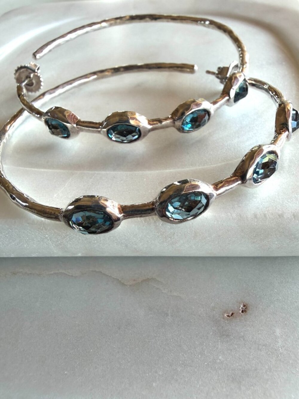 Ippolita Sterling Topaz Silver Large Hammered Hoop - Picture 4 of 12